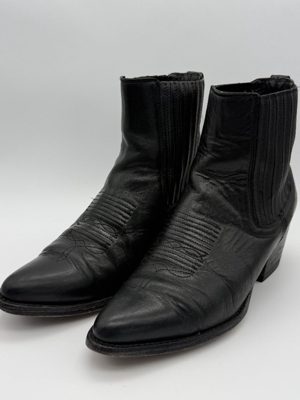 Tecovas Black Leather Western Chelsea Ankle Boots Women's Size 10.5 B